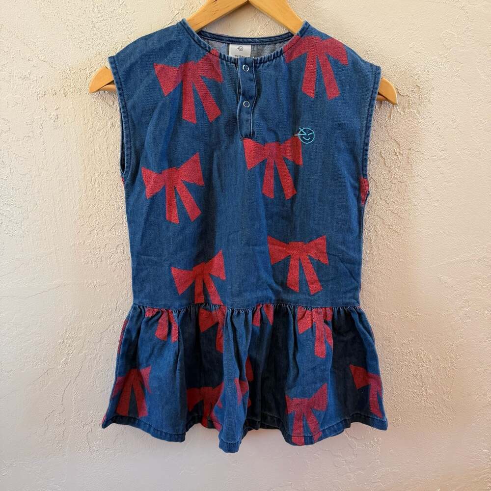 Wynken Kids Mini Bow Romper Twill Denim Size 6Y